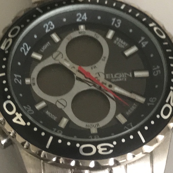 Elgin Quartz Watch Mens Big Face SR626SW Silver Chronograph - Picture 5 of 5